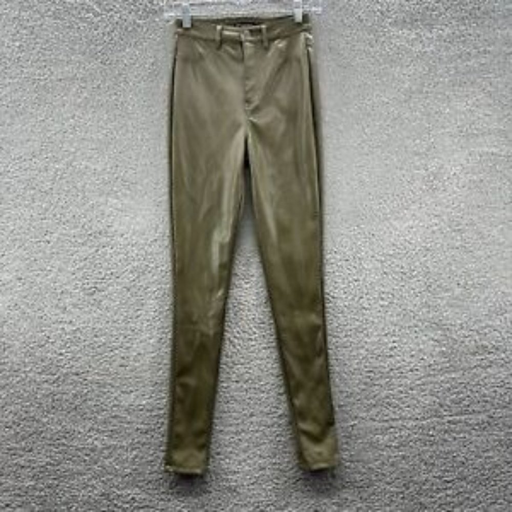 Shinestar Pants Women's XS Green Faux Leather Skinny Pants Size‎ XS